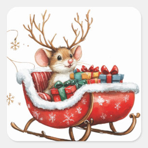Schattigee kerstmuis Stickers