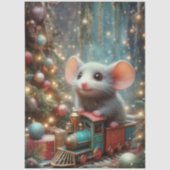 Schattigee Kerstmuis Treinrit Decoupage Tissuepapier (Voorkant)
