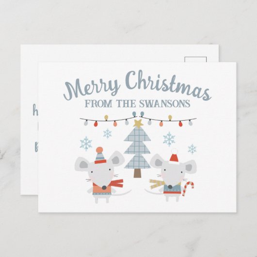 Schattigee kerstmuizen en -bomen briefkaart (Voorkant / Achterkant)