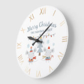 Schattigee kerstmuizen en -bomen grote klok (Hoek)