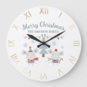 Schattigee kerstmuizen en -bomen grote klok (Voorkant)