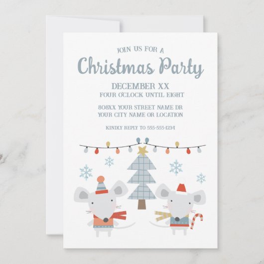 Schattigee kerstmuizen en -bomen kaart (Voorkant)