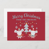 Schattigee kerstmuizen en boompjes op Bourgogne Ro Briefkaart (Voorkant / Achterkant)
