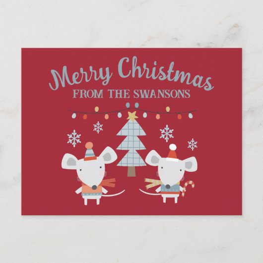 Schattigee kerstmuizen en boompjes op Bourgogne Ro Briefkaart (Voorkant)