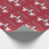 Schattigee kerstmuizen en boompjes op Bourgogne Ro Cadeaupapier (Hoek)