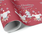 Schattigee kerstmuizen en boompjes op Bourgogne Ro Cadeaupapier (Rol Hoek)
