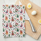 Schattigee kerstmuizen op wit theedoek (Quarter Fold)