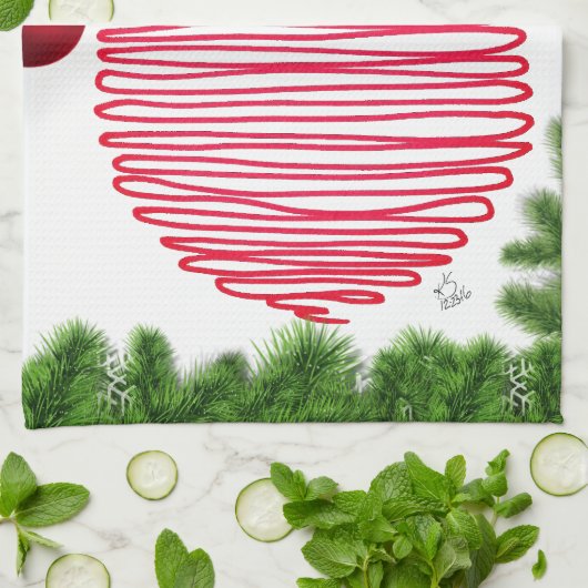 Schattigee kerstornamenten en Birdie keukenhanddoe Theedoek (Gevouwen)