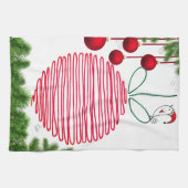 Schattigee kerstornamenten en Birdie keukenhanddoe Theedoek (Horizontaal)