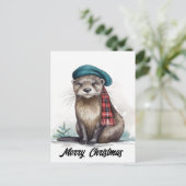 Schattigee kerstotter feestdagenkaart (Staand voorkant)