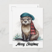 Schattigee kerstotter feestdagenkaart (Voorkant / Achterkant)