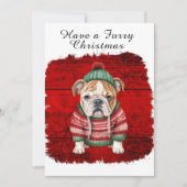 Schattigee Kerstoutfit Bull Dog Red Snowflake (Voorkant)