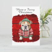 Schattigee Kerstoutfit Bull Dog Red Snowflake (Staand voorkant)