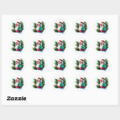 Schattigee kerstpapegaai ronde sticker (Vel)