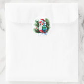 Schattigee kerstpapegaai ronde sticker (Tas)