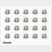 Schattigee kerstpapegaai ronde sticker (Vel)