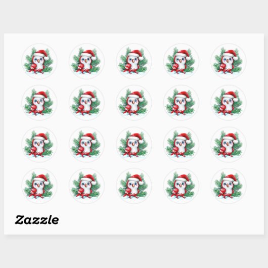 Schattigee kerstpapegaai ronde sticker (Vel)