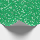 Schattigee kerstpijnbomen en bergbomen groen cadeaupapier (Hoek)