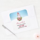 Schattigee kerstpinguïn in Santa Hat Candle Vierkante Sticker (Envelop)