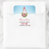 Schattigee kerstpinguïn in Santa Hat Candle Vierkante Sticker (Tas)