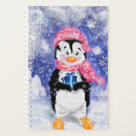 Schattigee kerstpinguïn met cadeauplanner planner (Voorkant)
