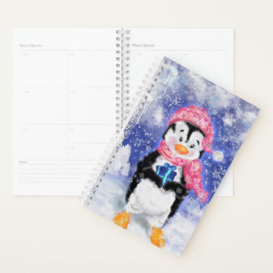 Schattigee kerstpinguïn met cadeauplanner planner