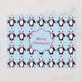 Schattigee kerstpinguïn met kerstmuts feestdagenkaart (Voorkant)