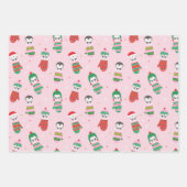 Schattigee kerstpinguïns in gebreide wanten inpakpapier vel (Voorkant 2)