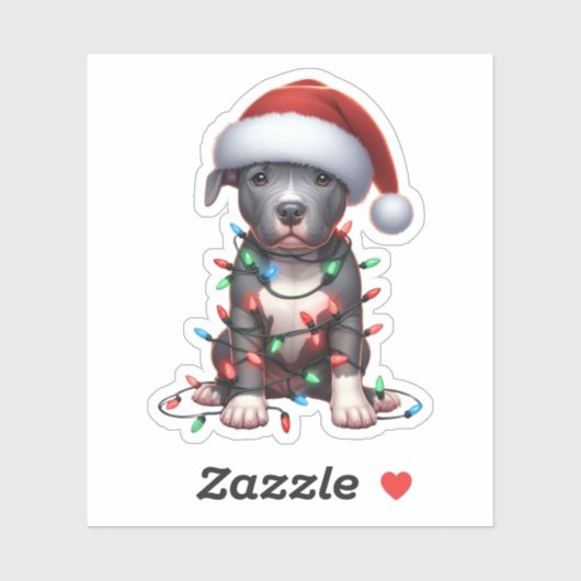 Schattigee kerstpitbull sticker (Vel)