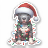 Schattigee kerstpitbull sticker (Voorkant)