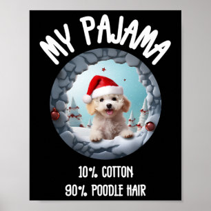 Schattigee Kerstpoedel - Grappig Hondenontwerp voo Poster
