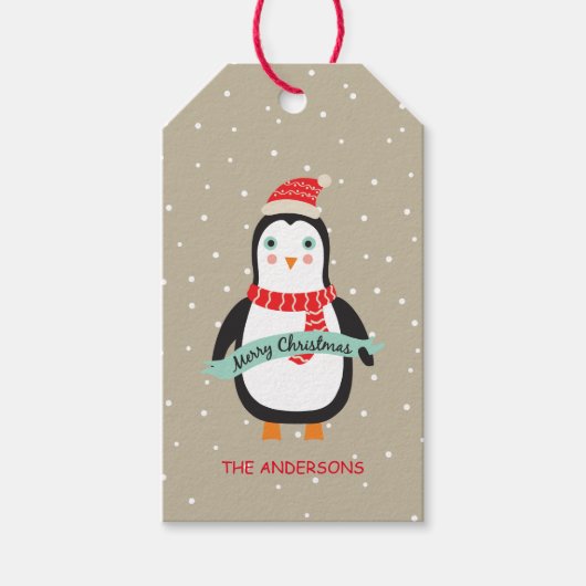 Schattigee Kerstpop "Vrolijk Kerstfeest" Personali Cadeaulabel (Voorkant)