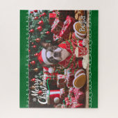 Schattigee kerstpyjama van de Boston Terrier geper Legpuzzel (Verticaal)