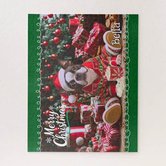 Schattigee kerstpyjama van de Boston Terrier geper Legpuzzel (Verticaal)