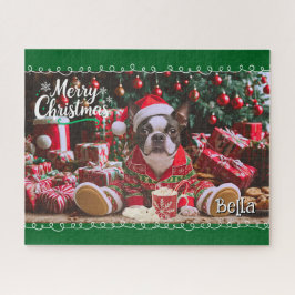 Schattigee kerstpyjama van de Boston Terrier geper Legpuzzel