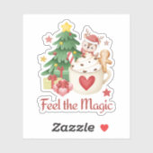 Schattigee Kerstrendier Feestelijke Sticker (Vel)