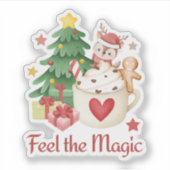 Schattigee Kerstrendier Feestelijke Sticker (Voorkant)