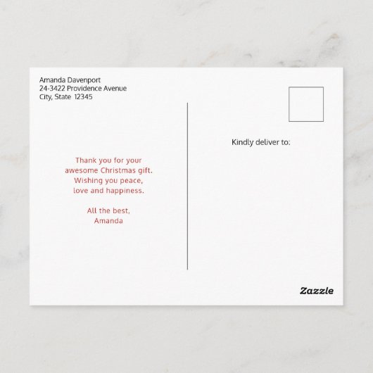 Schattigee Kerstrendier vakantie geschenken Dank u Briefkaart (Achterkant)