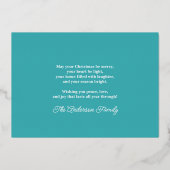 Schattigee kerstscène van speelgoed en Ornamenten Folie Feestdagenkaart (Achterkant)