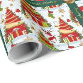 Schattigee kerstscènes Verpakkend papier met tekst (Rol Hoek)