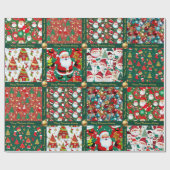 Schattigee kerstscènes Verpakkend papier met tekst (Vlak)