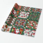 Schattigee kerstscènes Verpakkend papier met tekst (Uitgerold)