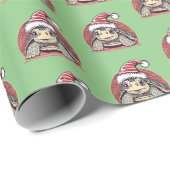 Schattigee kerstschildpad met kerstmutsvakantie cadeaupapier (Rol Hoek)