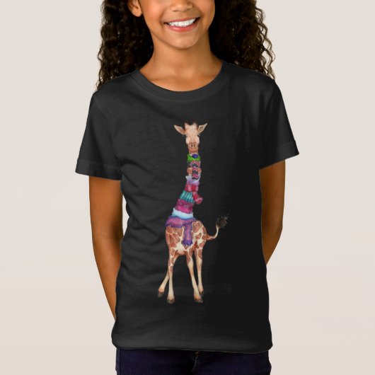 Schattigee kerstsjaal Giraffe T-shirt (Voorkant)