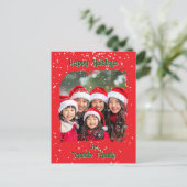 Schattigee Kerstsneeuw Familiefoto Briefkaart (Staand voorkant)