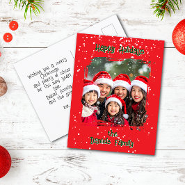 Schattigee Kerstsneeuw Familiefoto Briefkaart