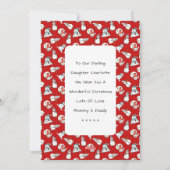 Schattigee kerstsneeuwman met naam | Rode kerst Feestdagenkaart (Achterkant)