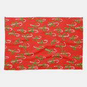 Schattigee Kerstsnoep Canes Kerstvakantie Rood Theedoek (Horizontaal)