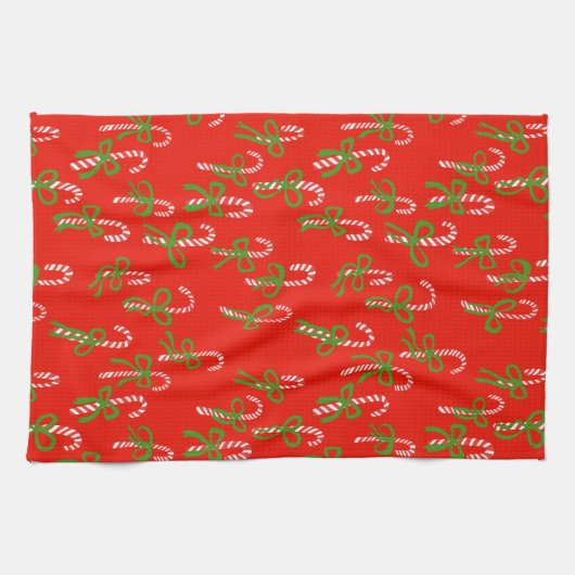 Schattigee Kerstsnoep Canes Kerstvakantie Rood Theedoek (Horizontaal)