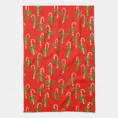 Schattigee Kerstsnoep Canes Kerstvakantie Rood Theedoek (Verticaal)